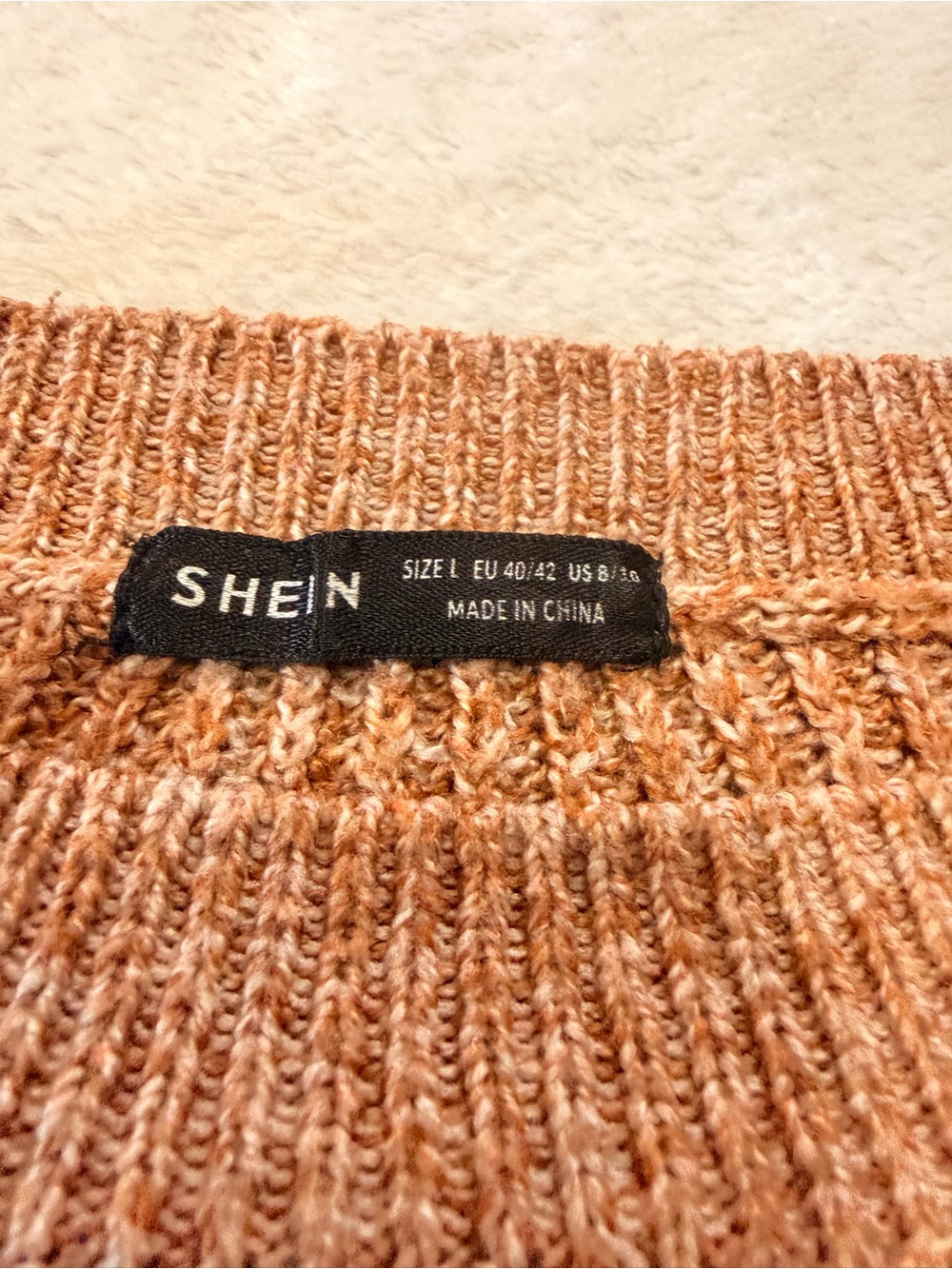SHEIN Cropped Ribbed Sweater in Peach - Picture 2 of 3